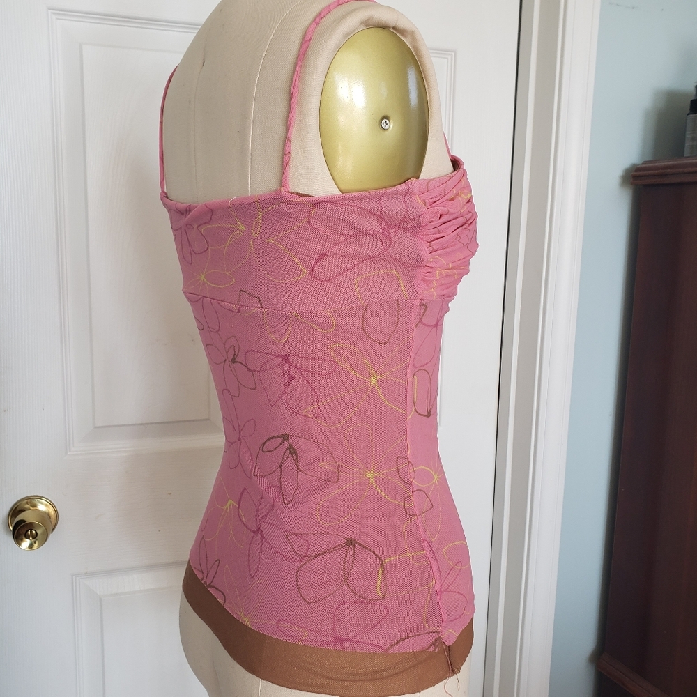 Pink Tie Mesh Tank Top, S - Picture 8 of 13